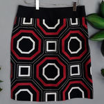 Ann Taylor Skirt Size 2 Geometric Print Black Red White Career Cocktail Photo 0