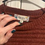 Pink Rose Brown Crew Neck Sweater with Ribbed Texture Photo 1