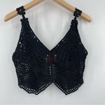NATIVE ROSE Crochet Crop Tank Cropped Black Boho Festival B&W Nina NWT S/M Photo 5