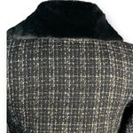 Hazel Anthropologie Black White Tweed Coat Faux Fur Collar Puff Sleeves Small Photo 3