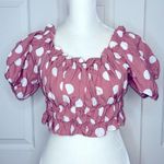 ZARA  Smocked Polka Dot linen Crop Top Off Shoulder Or On Size Small Photo 1