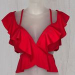 Ruffled strappy crisscross bikini summer halter top Red Size XXL Photo 11