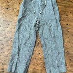 Chico's Chico’s heathered gray tie waist 100% linen wide leg 8 pants Photo 0