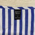 Emery Rose Striped Blue and White Asymmetrical Short Sleeve Top Large Photo 3