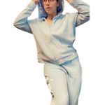 Y2K Baby blue tracksuit satin Terrycloth Size XL Photo 3