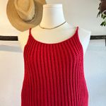 DKNY Vintage Y2K Red 100% Cotton Chunky Knit Tunic Tank Vest Top Size Large Photo 3