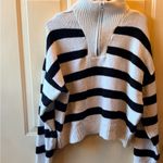 Stradivarius  Black and Cream Striped Turtleneck Sweater Photo 2