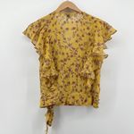 Paige  Trista Silk Ruffle Tie Waist V Neck‎ Flutter Sleeve Blouse XS Tumeric $229 Photo 7