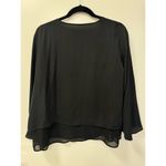 ZARA  Medium Black V Neck Flowy Blouse 3/4 Sleeve Layered Top Photo 1
