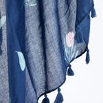 NEW Boho Floral Design Tasseled Rectangle Soft Chic Scarf Large Blue Pink White Photo 5