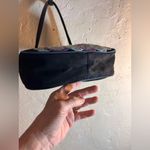 Black Suede Bag Vintage LULU GUINESS Purple Blue Floral embroideried needlepoint Photo 7