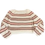 Lulus NWOT Small Deela Ivory Striped V-Neck Pullover Sweater Beige Brown Pink Photo 6