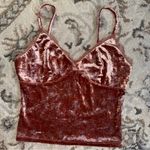 Forever 21 Crushed Velvet Lace Trim Pink Brown Cami Cropped Top Women's Size S Photo 0