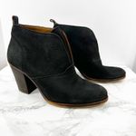 Lucky Brand  Ehllen Suede Black Leather Block Heel Ankle Booties Women's Size 9.5 Photo 3