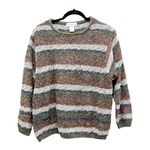 Dress Barn Vintage Woman Silk Woven Striped Green Sweater Size 14/16 XL Photo 0