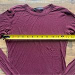 Brandy Melville  Womens Burgundy Long Sleeve Shirt Soft Stretch One Size Photo 3