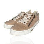 Taos Z Soul Canvas Sneakers Women's Size 9 Side Zip Lace Up Tan Beige Neutral Photo 1