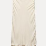 ZARA NWT ivory off white cream double layered ruffle hem flowy midi skirt Photo 0