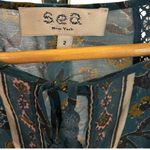 SEA New York Kaylee Boho Mini Dress Ruffle Tiered Skirt Crochet Trim Coastal 2 Blue Photo 3