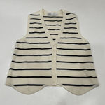 ZARA Striped Knit Button Front Sweater Vest Size Small Cream Navy Photo 0
