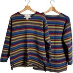 Jones New York Vtg  Sport Lambswool Striped V-Neck Sweater Pullover Women's Small Photo 1