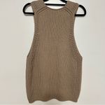 Vince  Chunky Waffle Knit Sweater Tank Khaki Small Photo 4