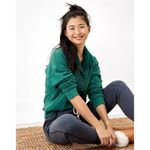 American Eagle  Women’s Sweatshirt Sherpa Collared Henley Green Size Medium Photo 2