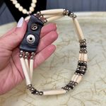 Vintage Boho Peace Sign Beaded Necklace & Southwestern Bone Style Beaded Choker Photo 6