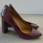 M GEMI Burgundy Croc Embossed Leather Heels Size 40 / US 10 Red Photo 0