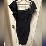 City Chic Black Flirtation Drape Midi Dress Size 16 Photo 8