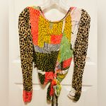Blank London leopard abstract multi print cropped wrap top Black Size XS Photo 4