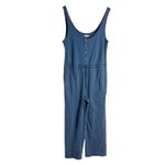 Faherty  Terra Blue Scoop Neck Sleeveless Straight Leg Organic Cotton Jumpsuit L Photo 4