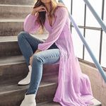 EXPRESS X Rocky Barnes Sheer Dot Kimono Duster Y2K Photo 2