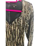Gold Black Sequin Bodycon Mini Dress M Vtg Party Cocktail Hoco Holiday NYE Size M Photo 4