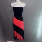 LA Class Black & Coral Pink / Orange Strapless Maxi Dress Womens Small Photo 2