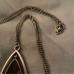 Vintage 36” to 40” Silver Necklace Gray 2pc Teardrop Pendant 2.5” H x 1.25” W Photo 2