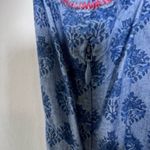 Sundance Blue Cotton Chambray Floral Stamp Boho Western Dress Women Sz 14 Photo 2