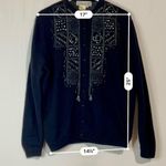 Vi Vien Forest Vintage Women’s Beaded Lambswool Blend Cardigan Black Size XL EUC Photo 4