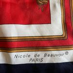 Nicole De Beauvoir Paris Equestrian Scarf Square Red Navy gold Horse 30x30 Photo 1