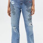 BDG Loose Straight Jean - Embroidered Crossword NWT Photo 1