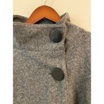 Jones New York  Poncho Top Cape One Size Gray Black Trim Wool Classic Mock Neck Photo 3