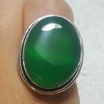 Natural Green Onyx 925 Silver Gemstone Ring Size 7.5 Photo 0