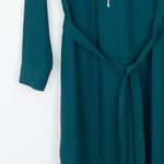 EXPRESS Green Shirt Dress Zipper Belted Long Sleeve Size L Roll Tab Sleeve Work Photo 2