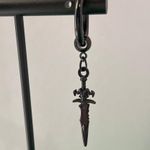 Titanium Steel Dagger Dangle Drop Earrings for Men Women,Punk Hip Hop Earrings Black Photo 5