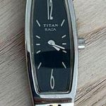 Raga Titan Ladies Watch Two Tone Bracelet Rectangular Black Dial Photo 3