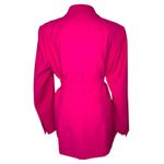 ZARA Neon Fuchsia Hot Pink Tuxedo Collar Blazer Single Button Tie Waist Belted Photo 6