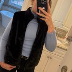 Talbots  Faux Fur Vest – Black – Size Large wool/cotton blend Photo 9