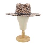 NWT Olive & Pique Leopard Print Wool Wide Brim Fedora Hat Tan Black Boho Fall Brown Photo 7