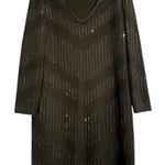 St. John  Black Sequin Sweater Knit Dress Long Sleeve Size Medium Photo 0