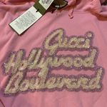 Gucci  Pink Cotton Jersey Hoodie with Crystal Hollywood Boulevard Patch Photo 3